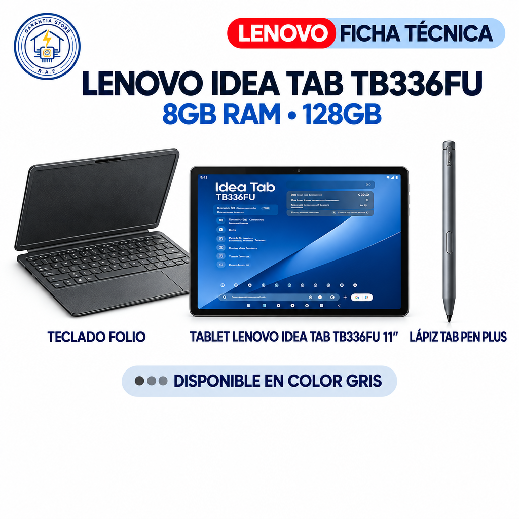 Lenovo IdeaTab TB336FU - Tablet, teclado folio y lápiz Tab Pen Plus