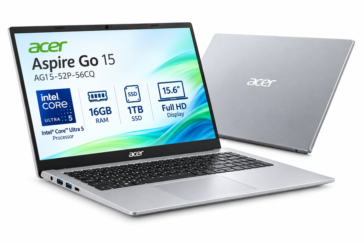Acer Aspire Go 15 - Intel Core Ultra i5, 16GB RAM, 1TB SSD, 15.6" Full HD