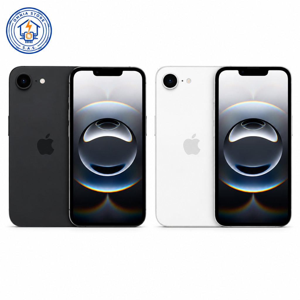iPhone 16e - Negro y Blanco con logo Omnia Store