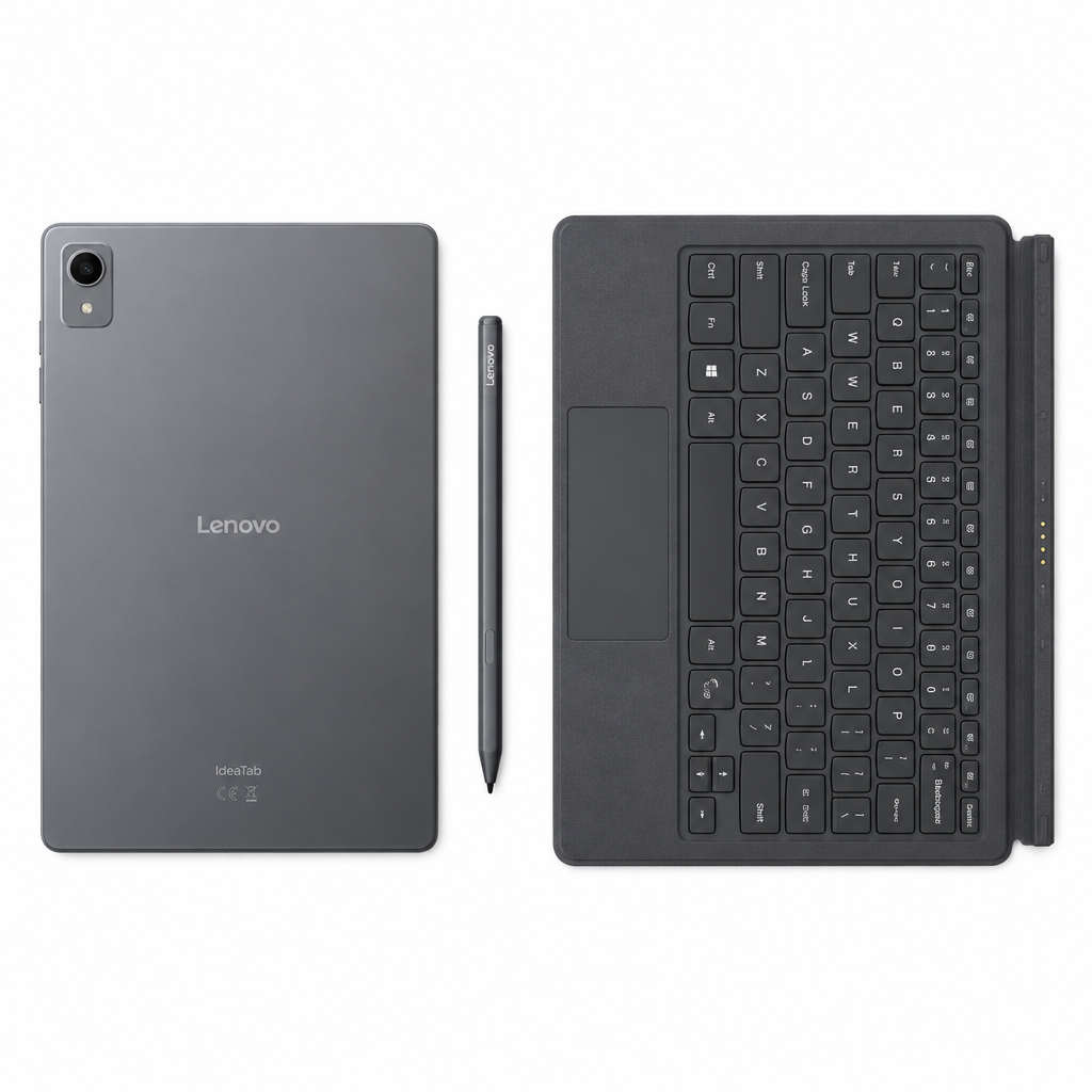 Lenovo IdeaTab TB336FU - Set completo flat lay fondo blanco