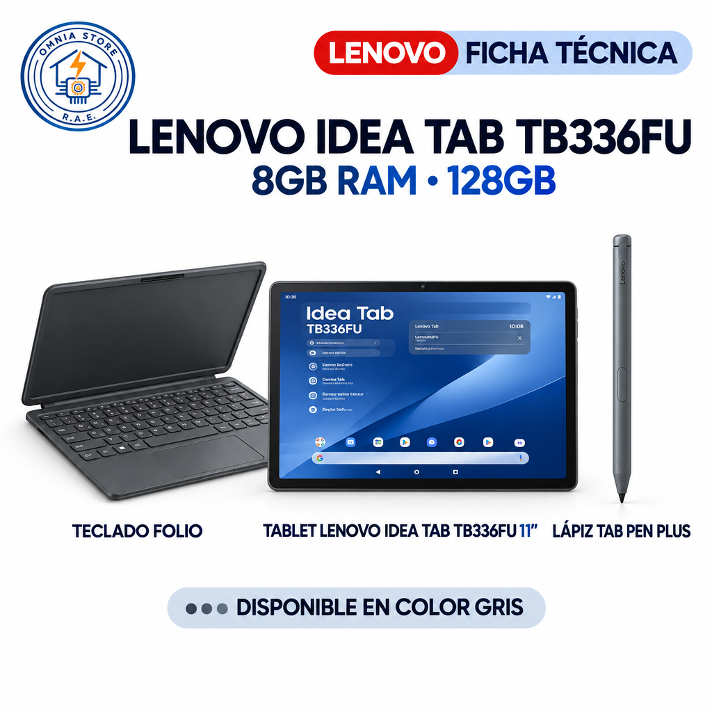 Lenovo IdeaTab TB336FU - Tablet, teclado folio y lápiz Tab Pen Plus