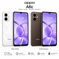 OPPO A6c - Vista frontal Blanco y Café