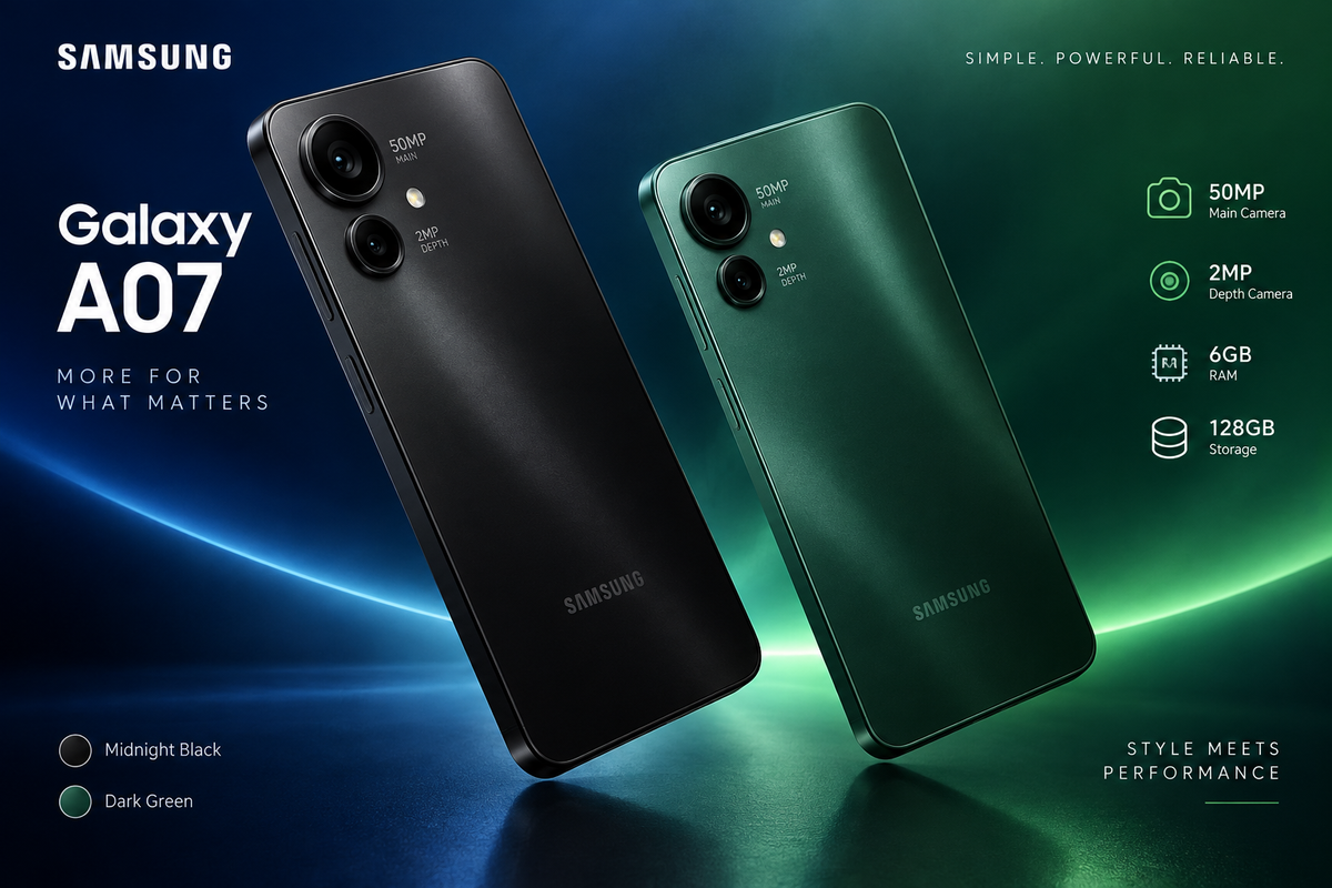 Samsung Galaxy A07 - Banner Negro y Verde